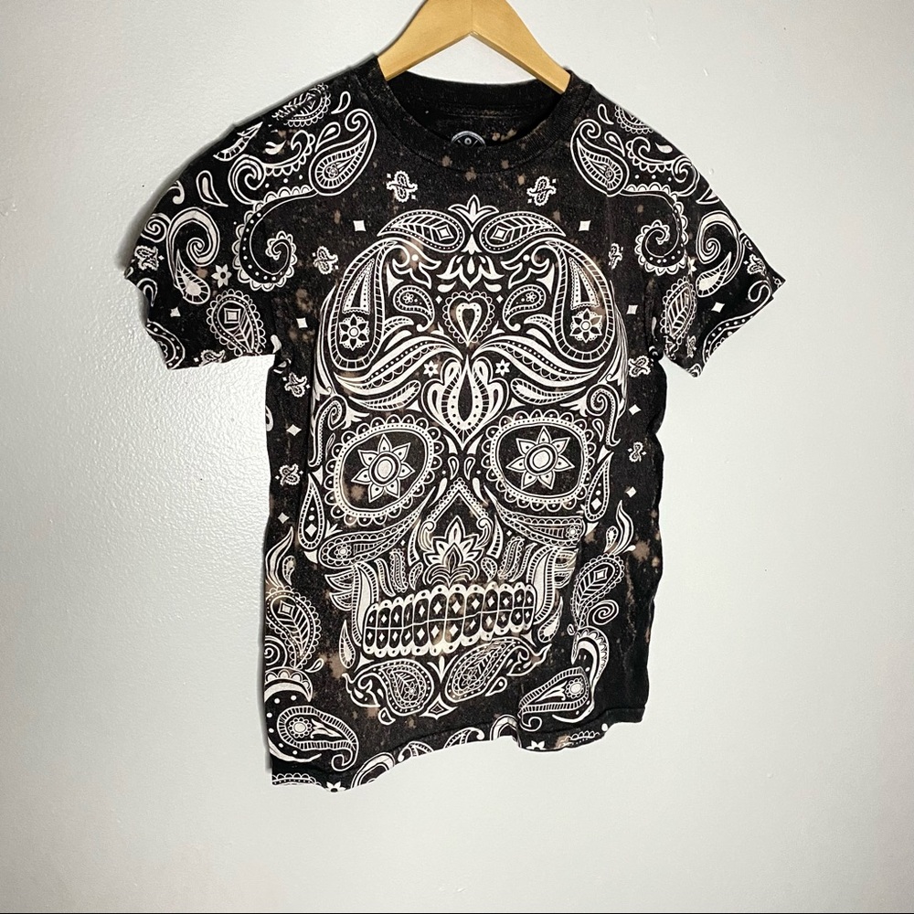 Men’s Sugar Skull Acid Wash by Hand Tee